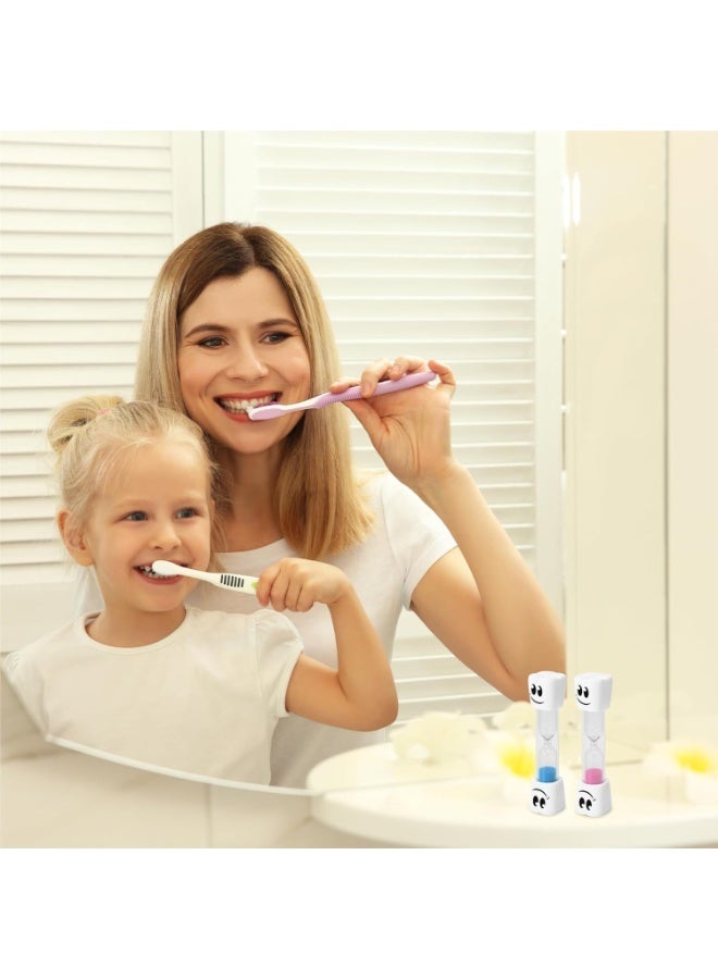 2 Minute Toothbrush Sand Timer for Kids -Set of 2 Small Blue and Pink Smiley Hour Glass - Image 2